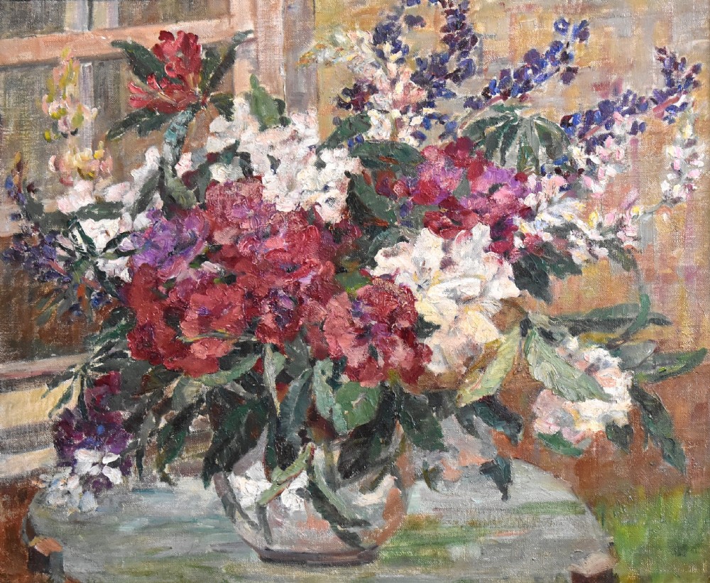 Still life oil of flowers by Adele Martin View IV