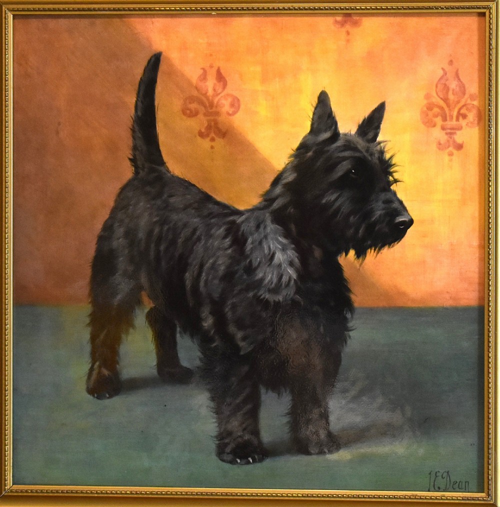 Minton porcelain plaque of a Scottish Terrier by James Edwin Dean View III