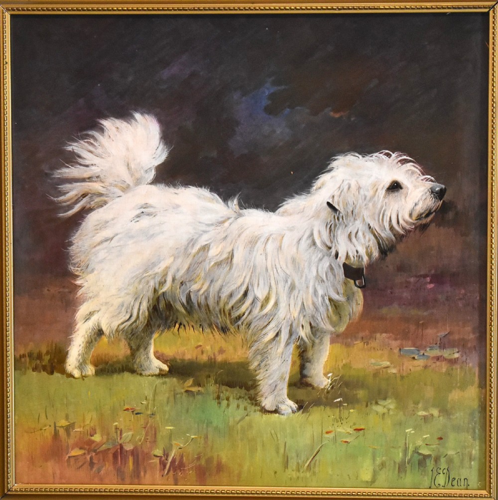Minton porcelain plaque of a Maltese dog by James Edwin Dean View III