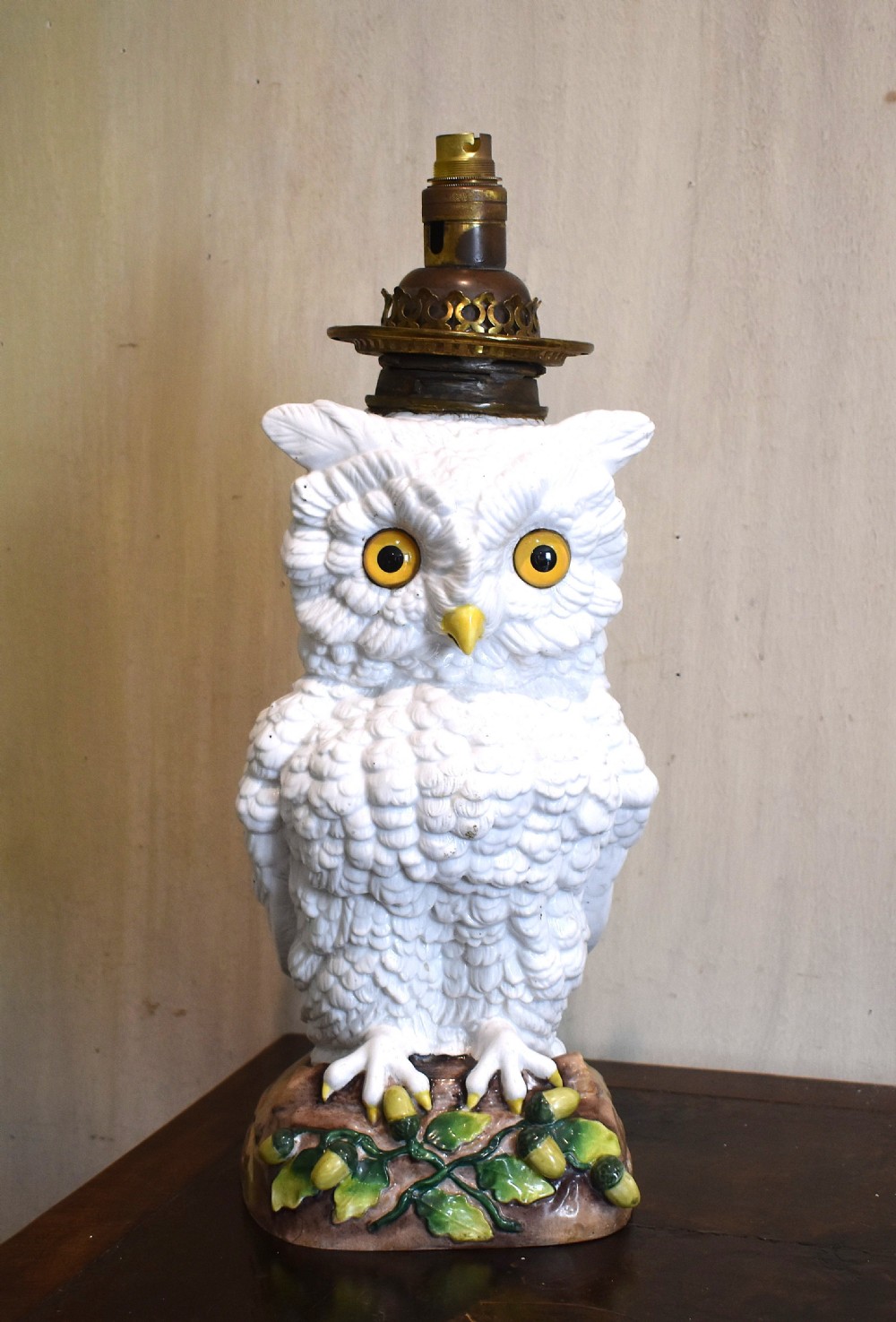 Large Ernst Bohne porcelain owl lamp base View II