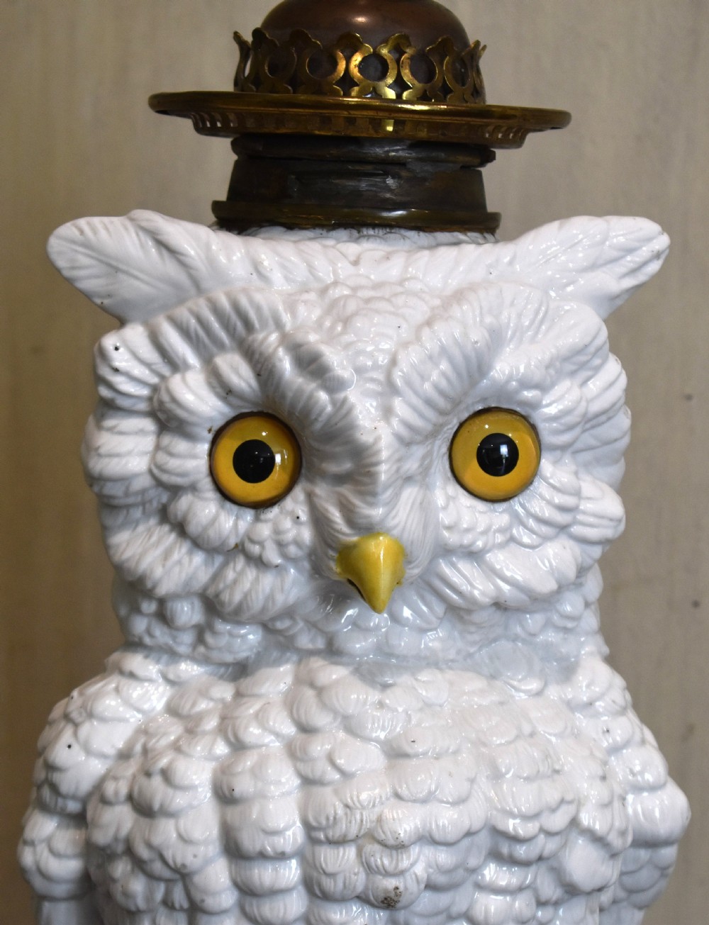 Large Ernst Bohne porcelain owl lamp base View V