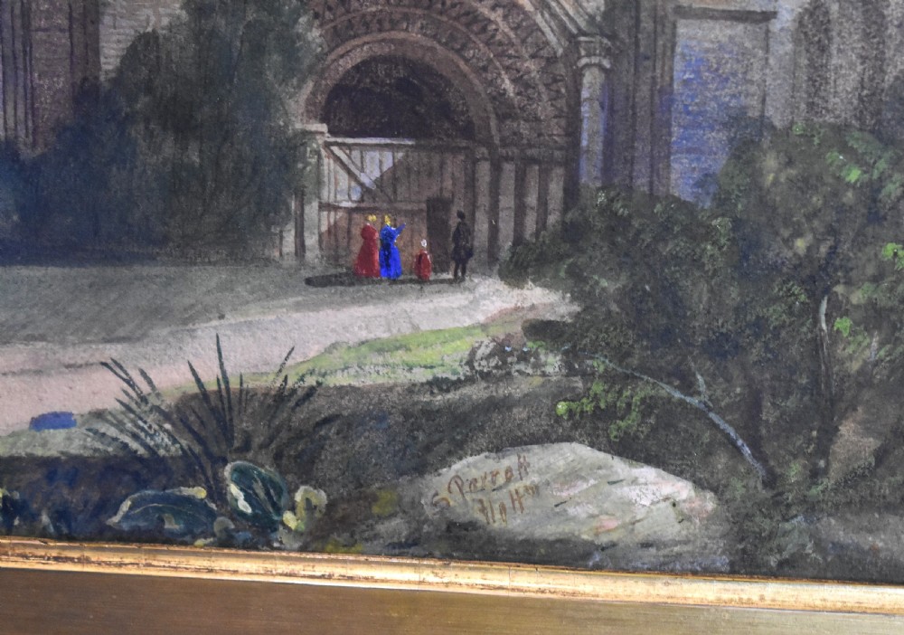 Large Victorian watercolour of the ruins of Kirkstall Abbey, Leeds View IV