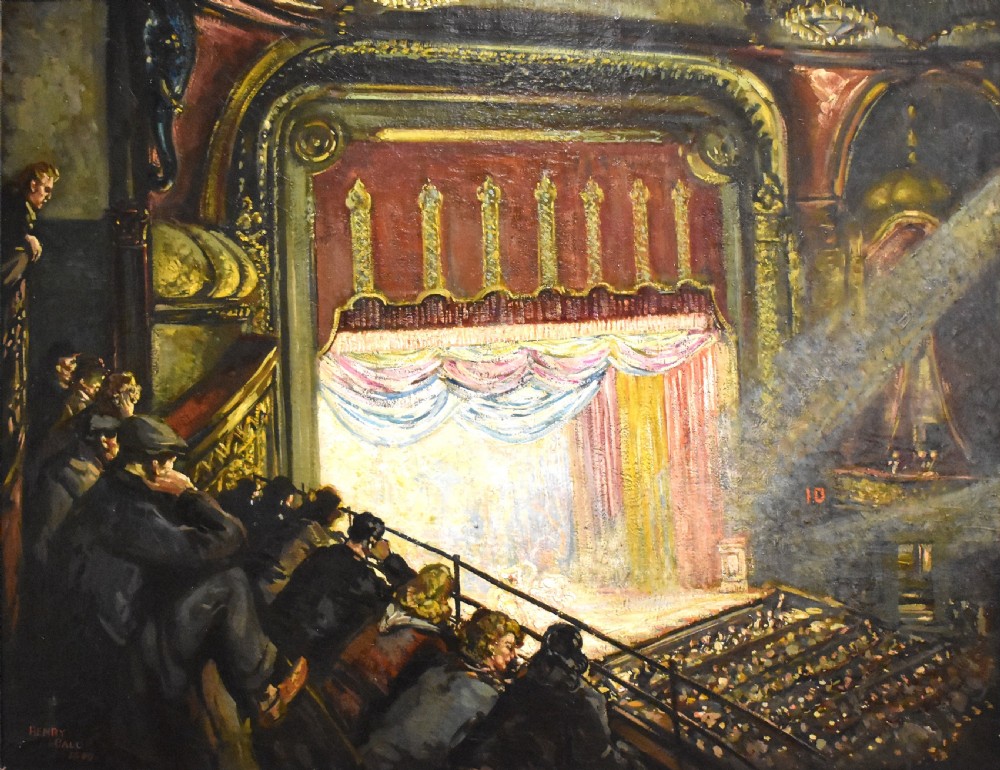 Large oil painting of a theatre by Henry Ball 1894-1966 View IV