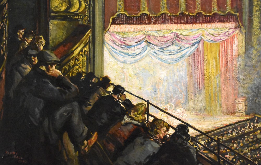 Large oil painting of a theatre by Henry Ball 1894-1966 View V