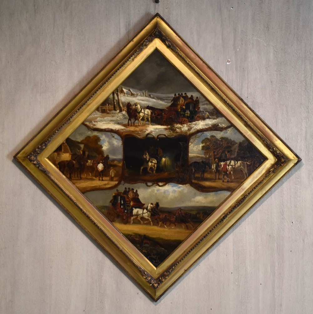Rare pair of sporting oil paintings of horses and dogs View VI