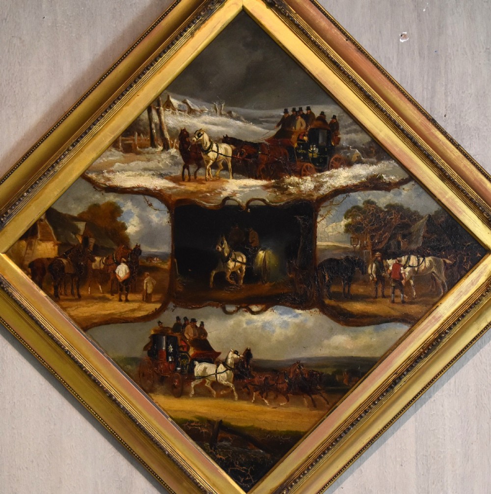 Rare pair of sporting oil paintings of horses and dogs View VIII