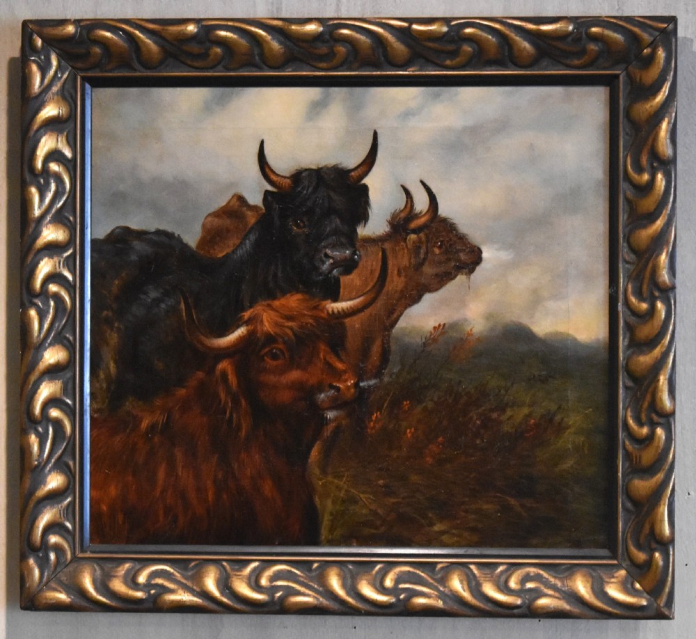 Victorian oil painting of highland cattle View II