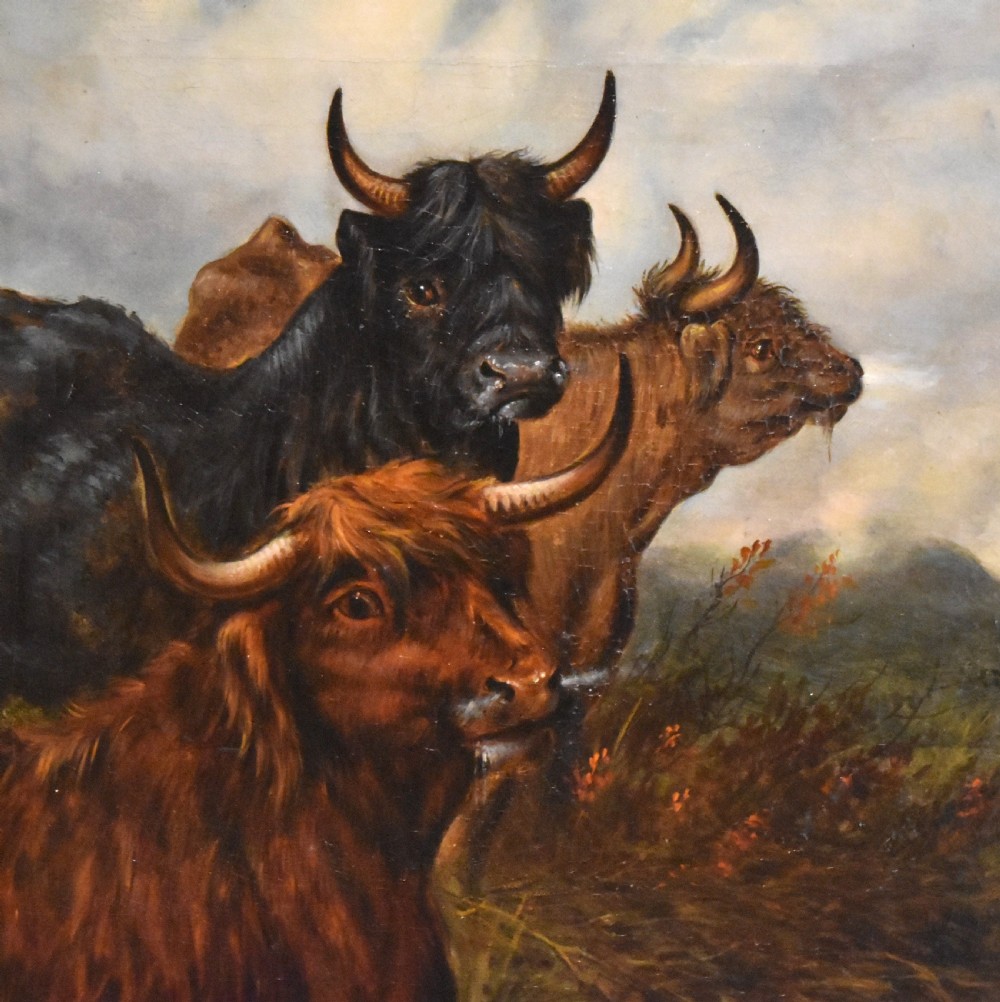 Victorian oil painting of highland cattle View IV
