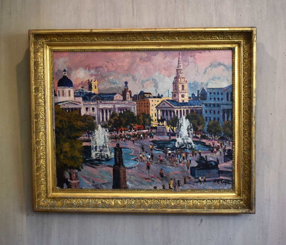 Oil painting of Trafalgar Square, London