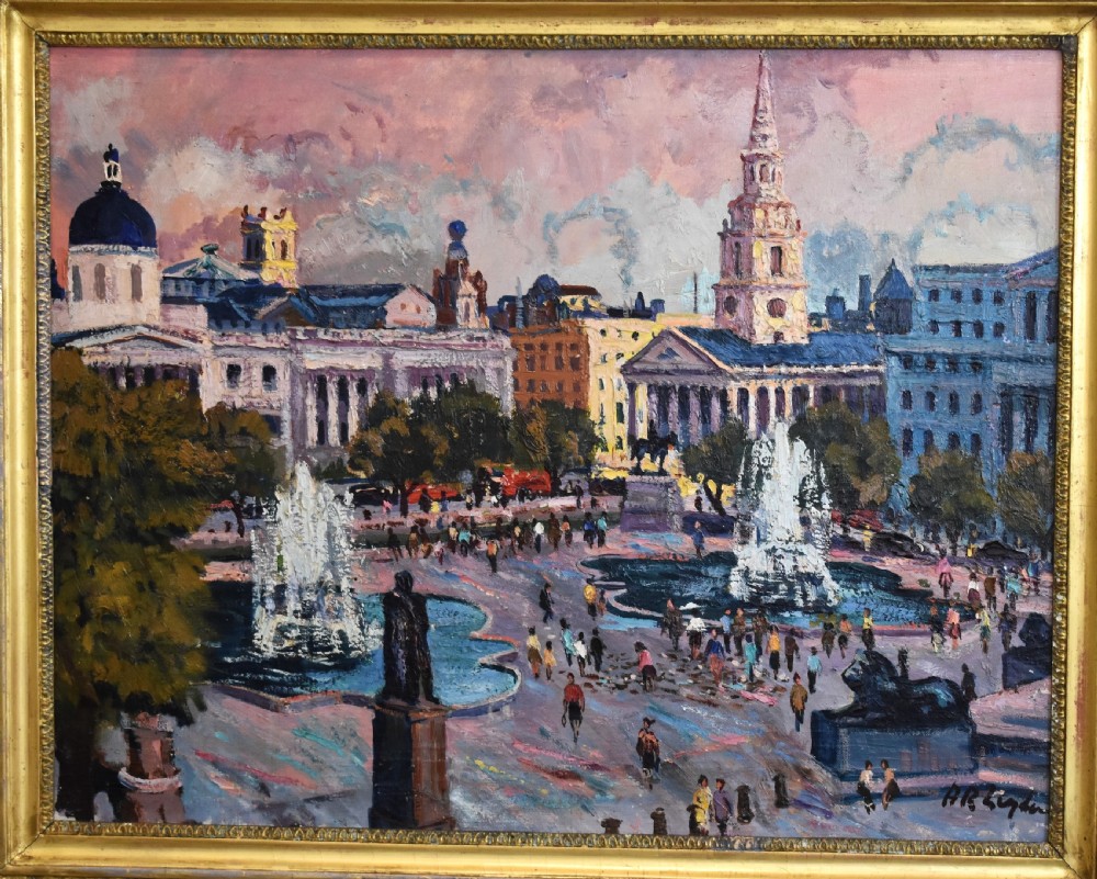 Oil painting of Trafalgar Square, London View III
