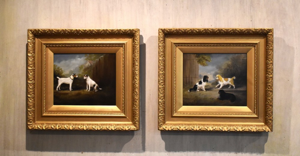 Pair of Victorian oil paintings of dogs