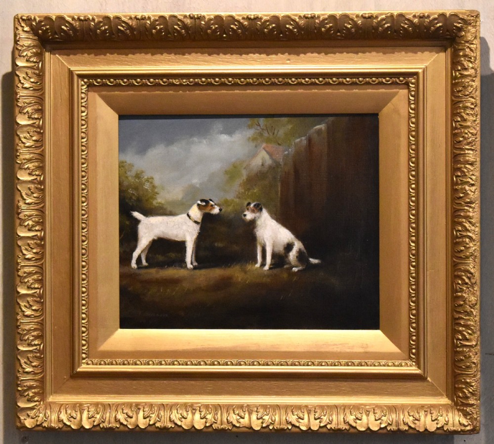 Pair of Victorian oil paintings of dogs View III