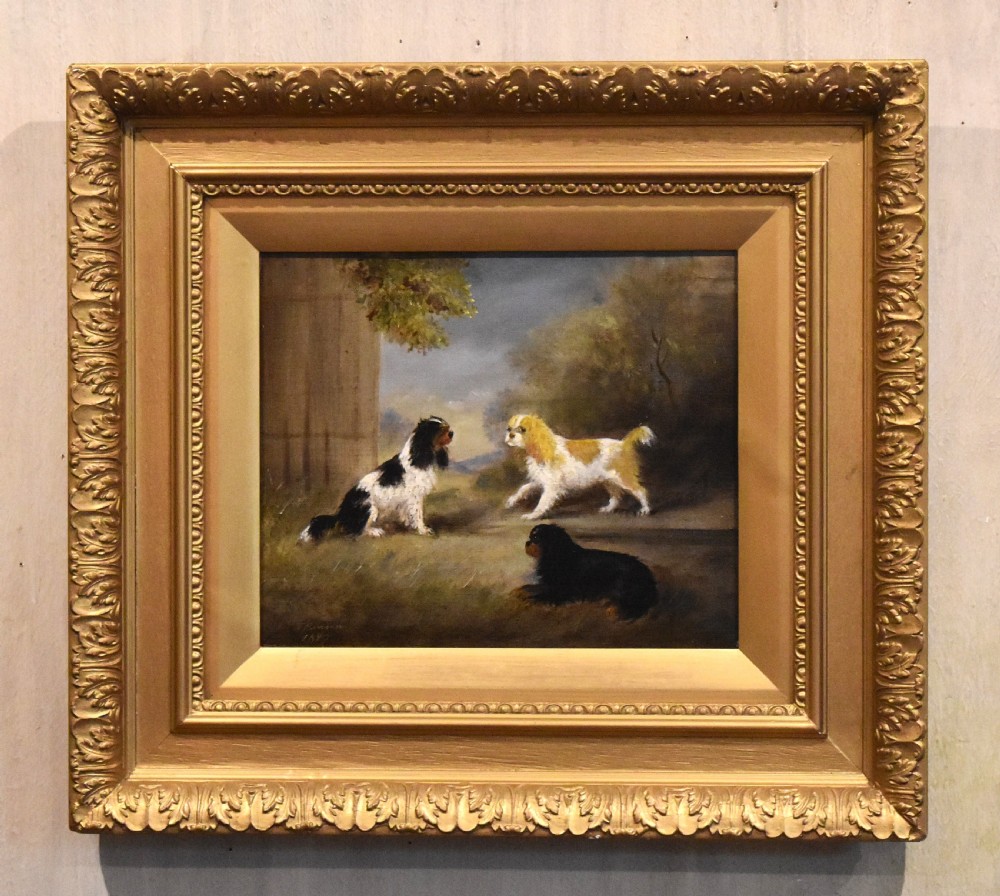 Pair of Victorian oil paintings of dogs View V