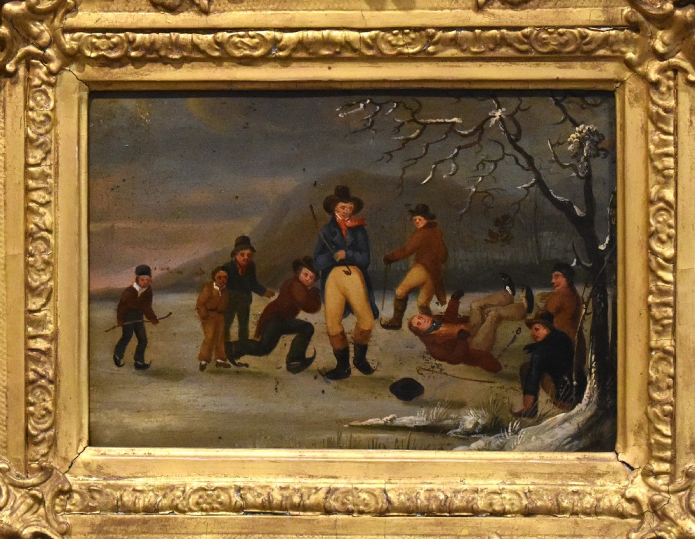 Late Georgian oil painting of ice skating View V