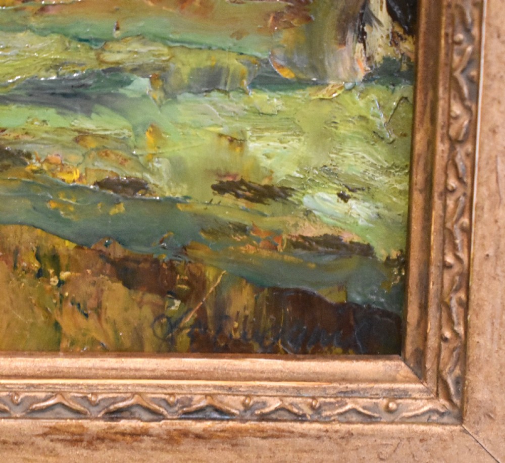 Oil painting of poplar trees View IV