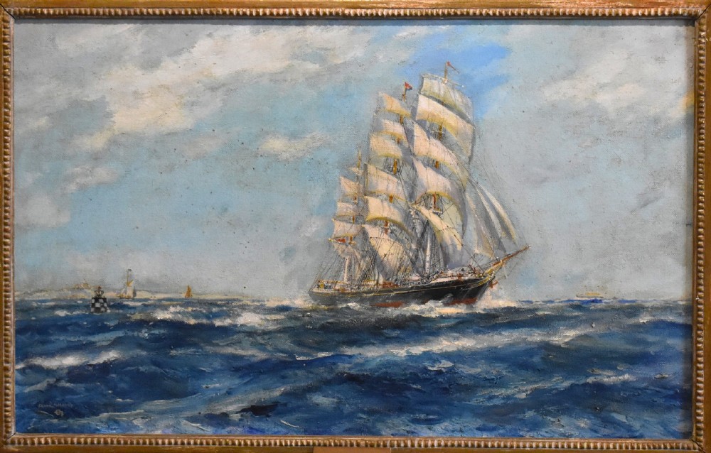 Pair of marine oil painting by Frank Henry Mason 1875-1965 View III