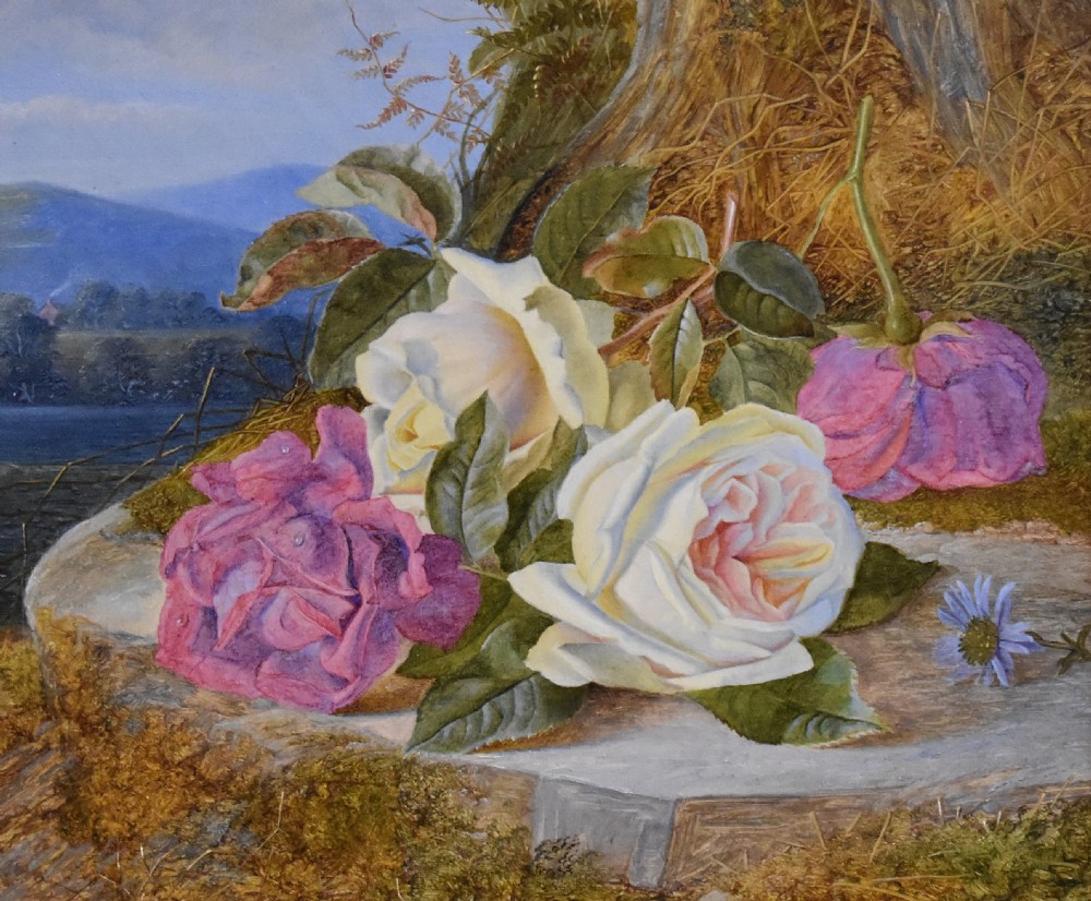Still life oil painting of roses by Charles Archer 1855-1931 View IV
