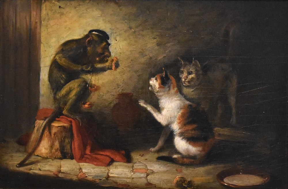 Fine oil painting of a monkey judge by Edmund Bristow 1787-1876 View V
