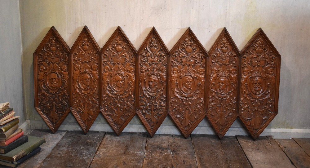 Superb large carving depicting famous composers, writers and poets