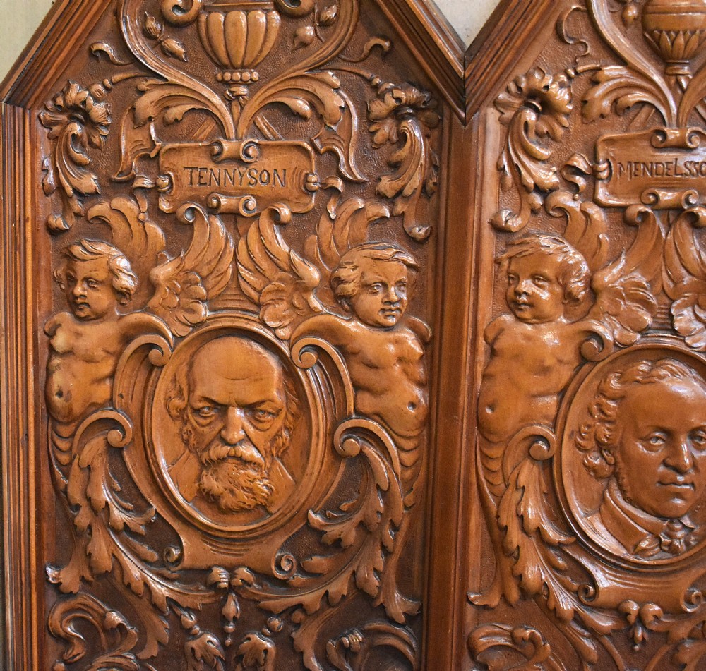 Superb large carving depicting famous composers, writers and poets View IV