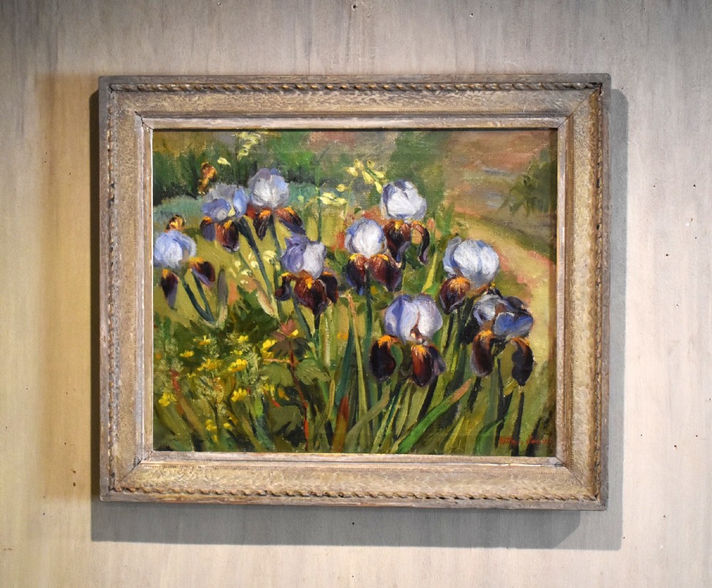 Oil painting of irises