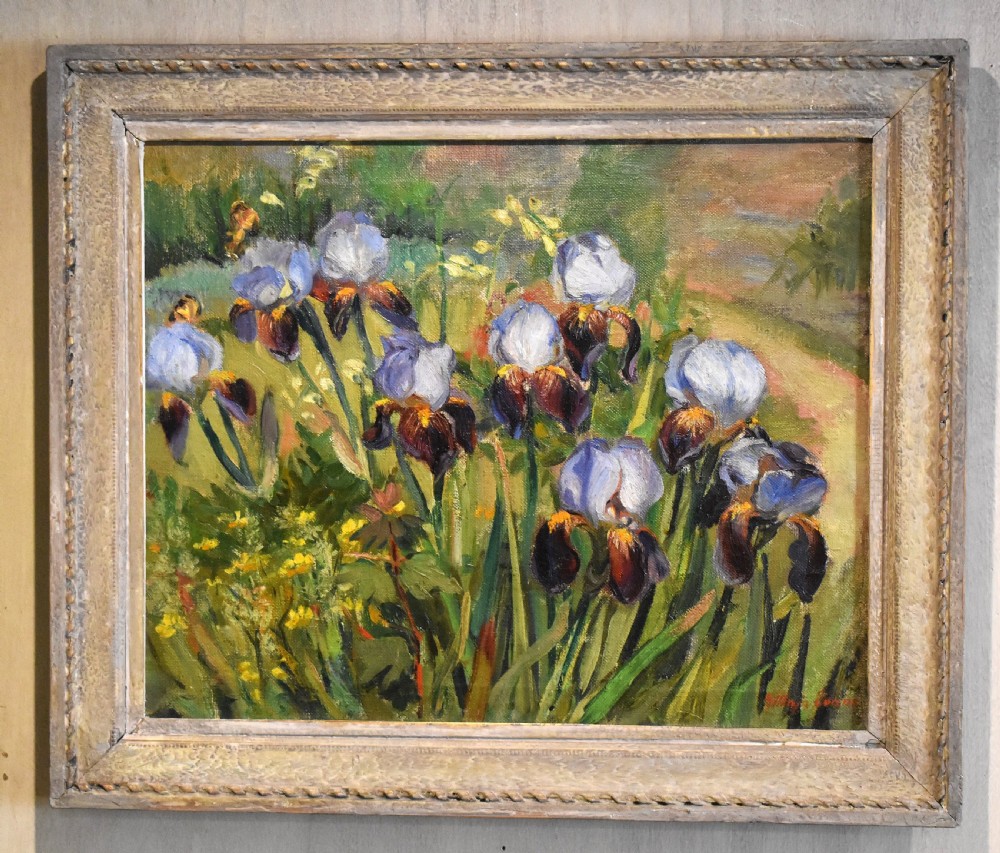 Oil painting of irises View II