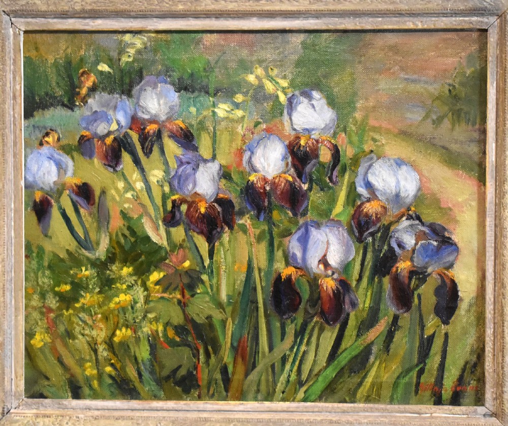 Oil painting of irises View III