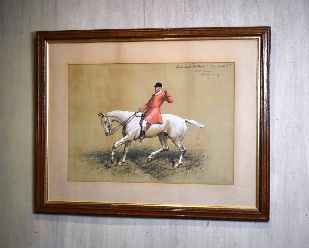 Fine and large hunting watercolour by Basil Nightingale 1864-1940