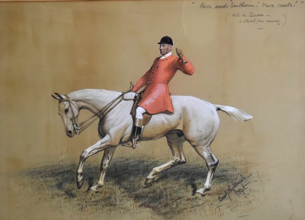 Fine and large hunting watercolour by Basil Nightingale 1864-1940 View IV