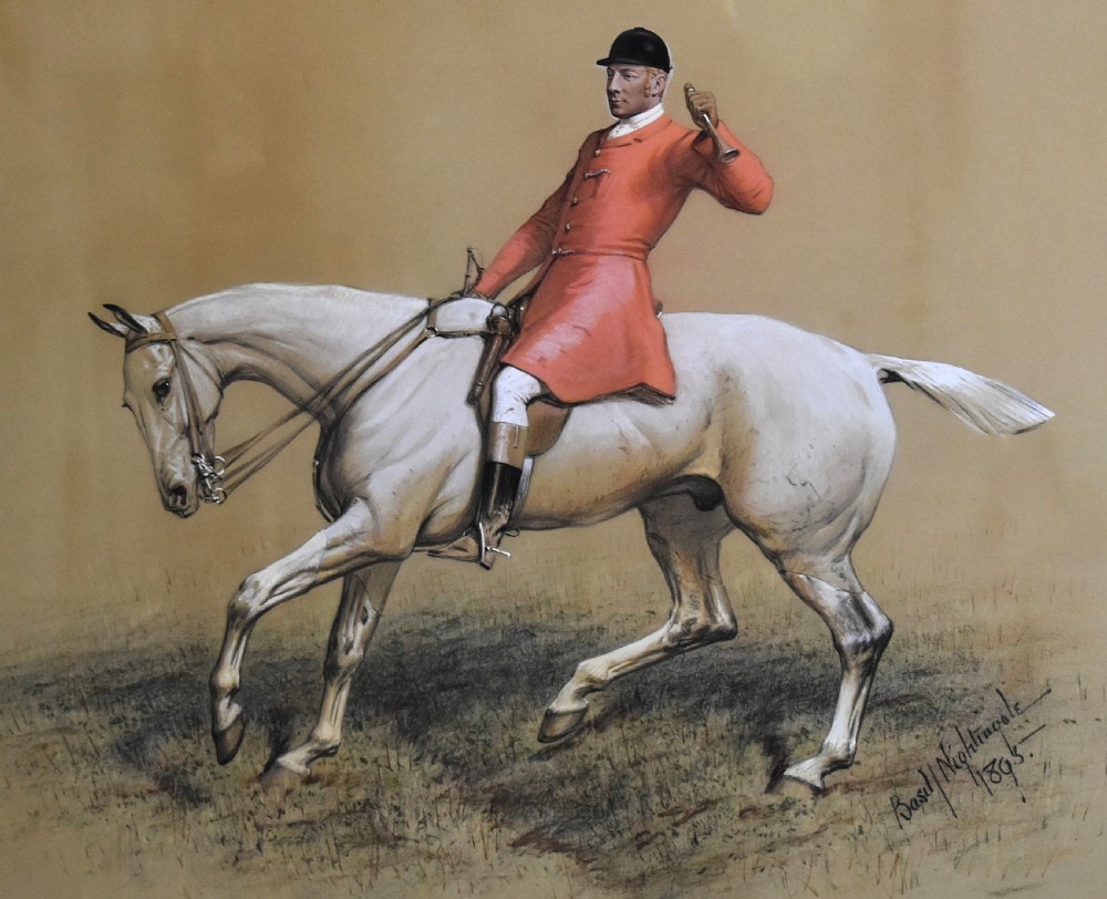 Fine and large hunting watercolour by Basil Nightingale 1864-1940 View V