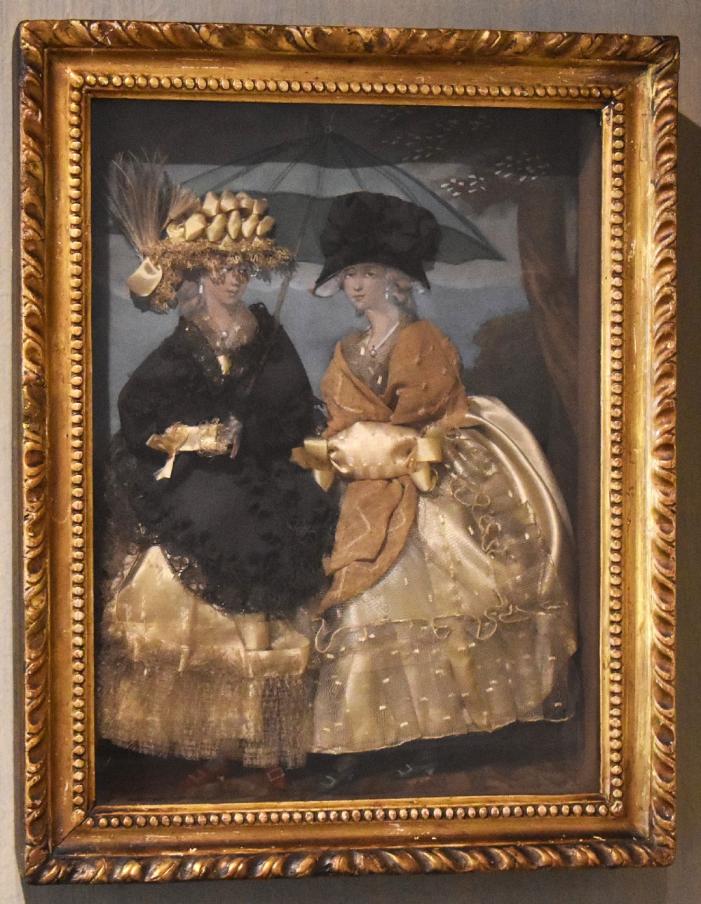 Unusual Victorian tinsel print applied with fabric
