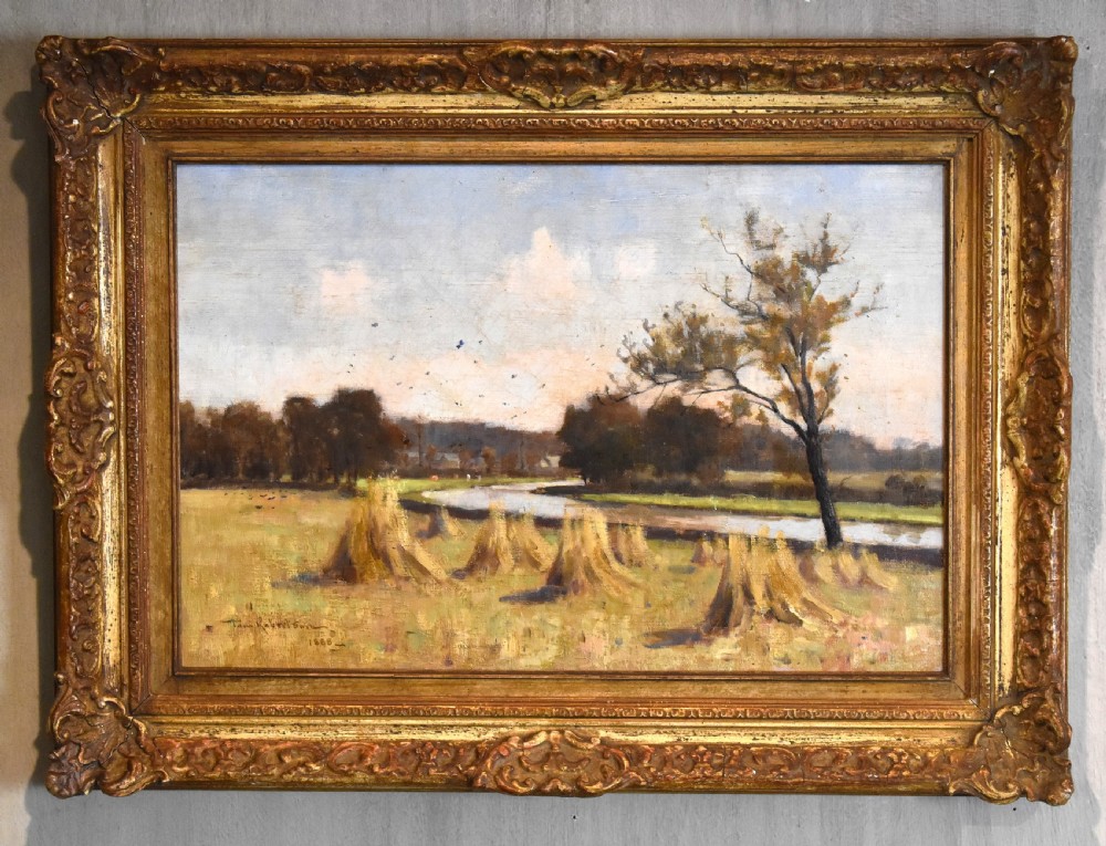 Oil painting last of the stooks by Tom Robertson 1850-1947 View II