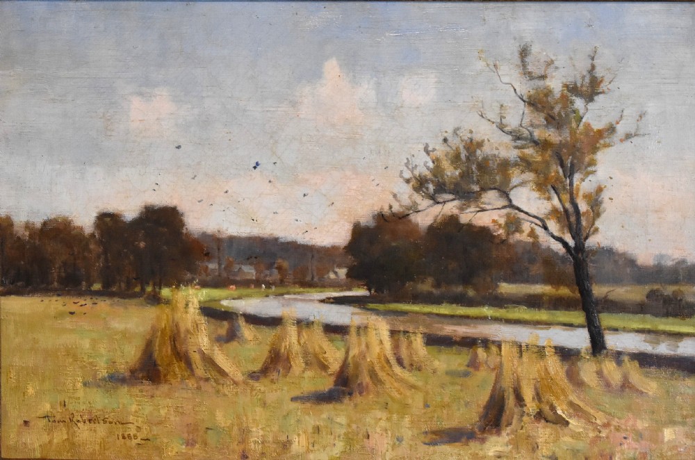 Oil painting last of the stooks by Tom Robertson 1850-1947 View IV