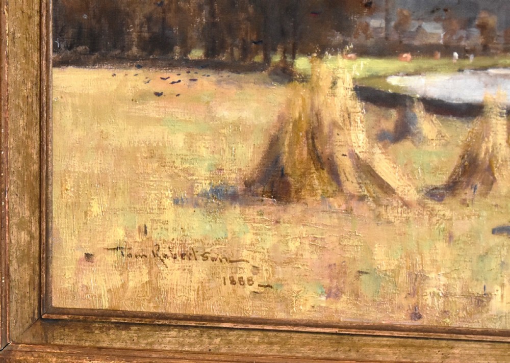 Oil painting last of the stooks by Tom Robertson 1850-1947 View V