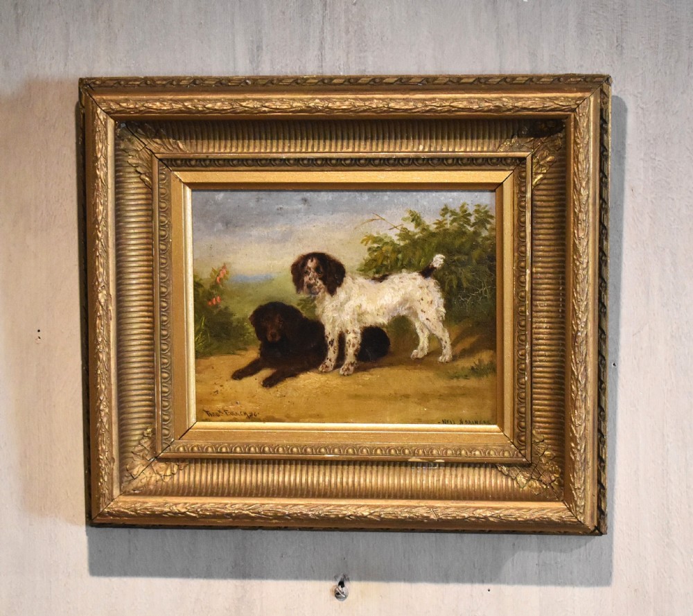 Oil painting of spaniels by Frederick French