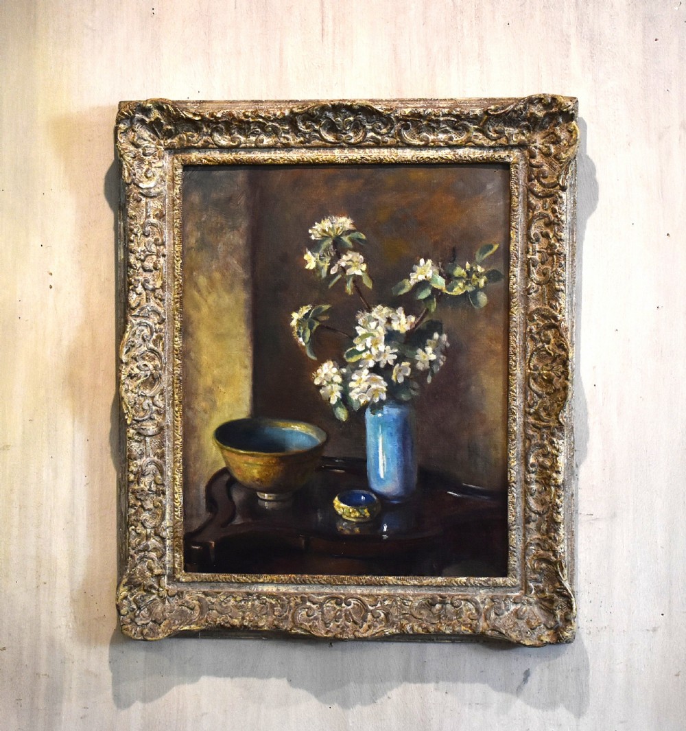 Still life oil painting Pear Blossom by Faith Kenworthy Brown