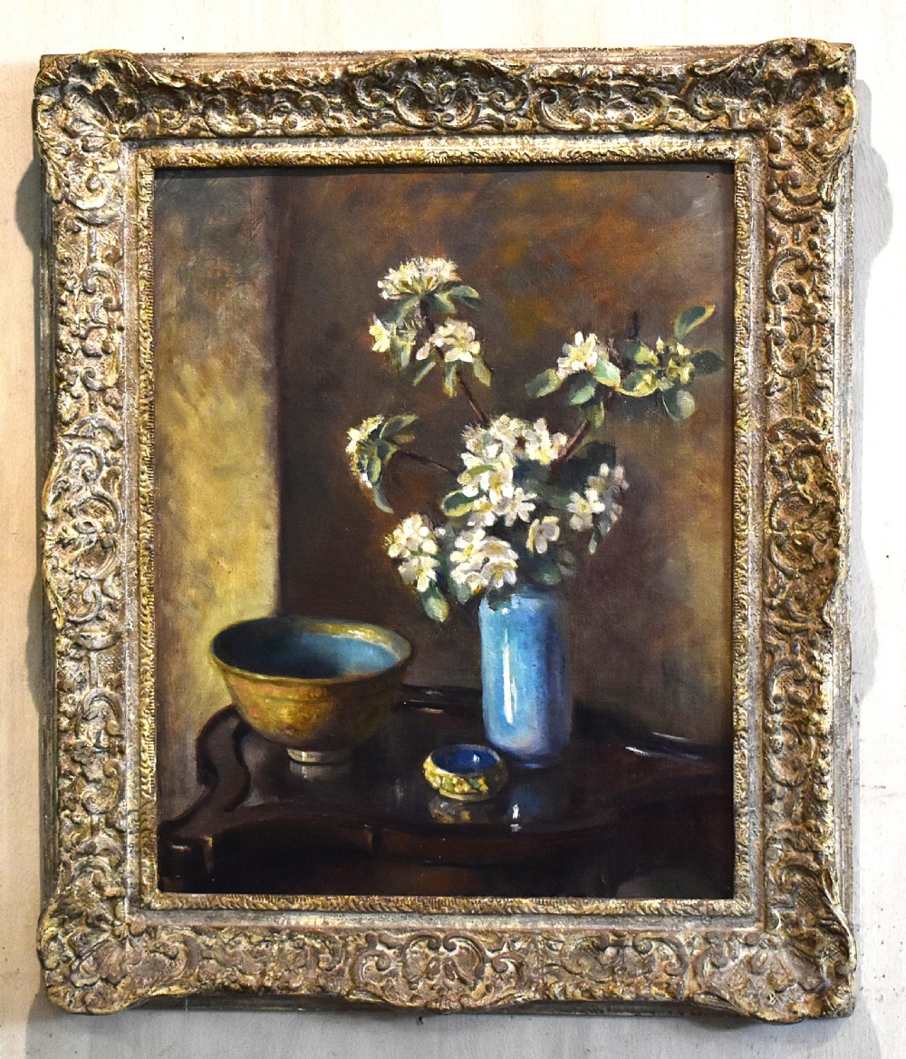 Still life oil painting Pear Blossom by Faith Kenworthy Brown View IV