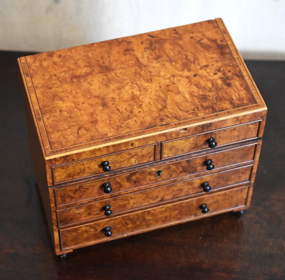 Superb miniature chest of drawers writing necessaire View II