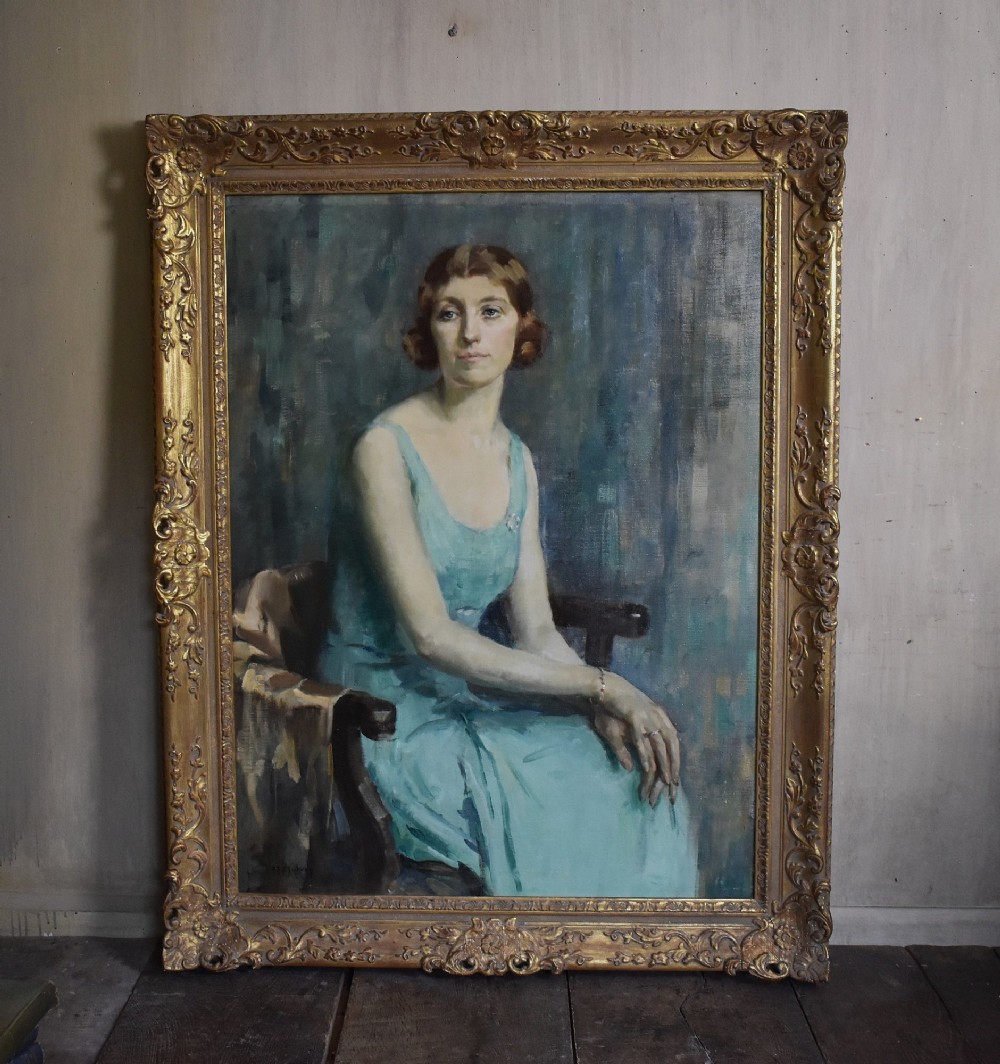 Superb large portrait oil painting by Matilda Mulvey (1882-1947)