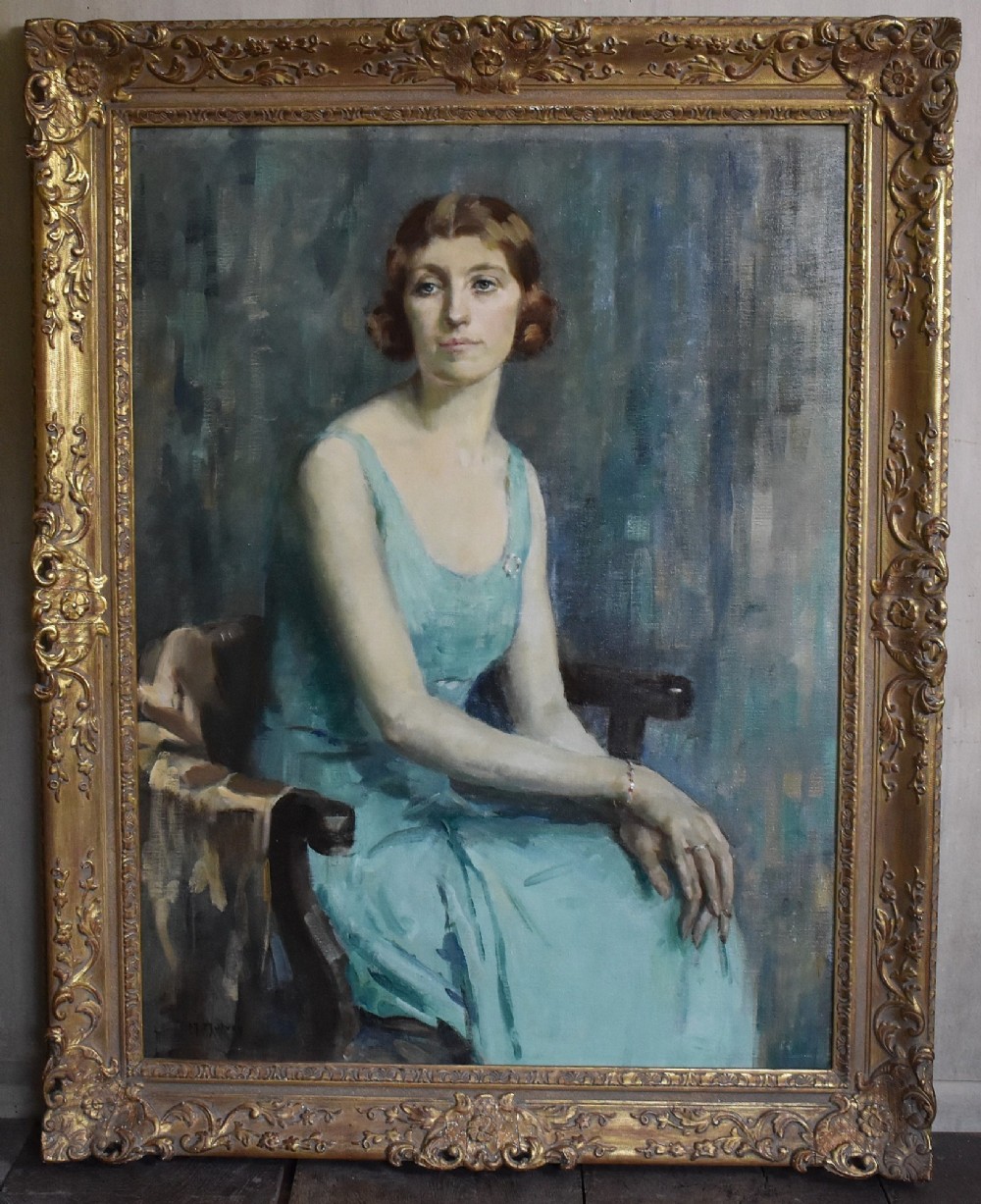 Superb large portrait oil painting by Matilda Mulvey (1882-1947) View II