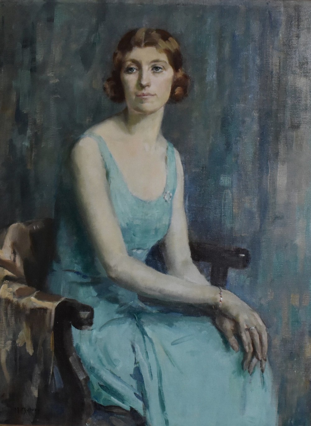 Superb large portrait oil painting by Matilda Mulvey (1882-1947) View III