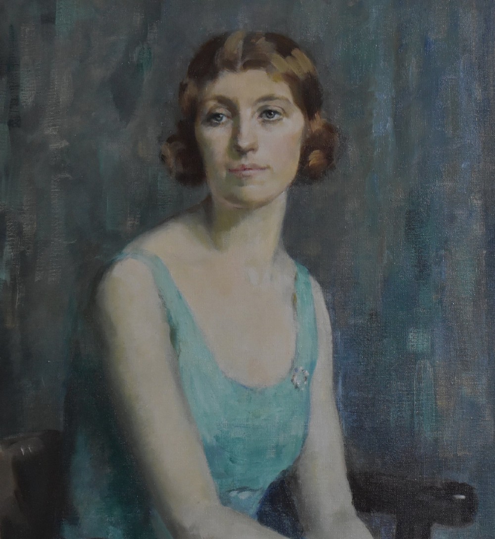 Superb large portrait oil painting by Matilda Mulvey (1882-1947) View IV