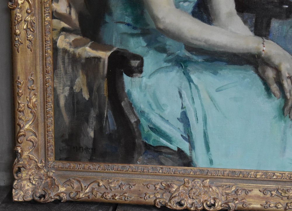 Superb large portrait oil painting by Matilda Mulvey (1882-1947) View V