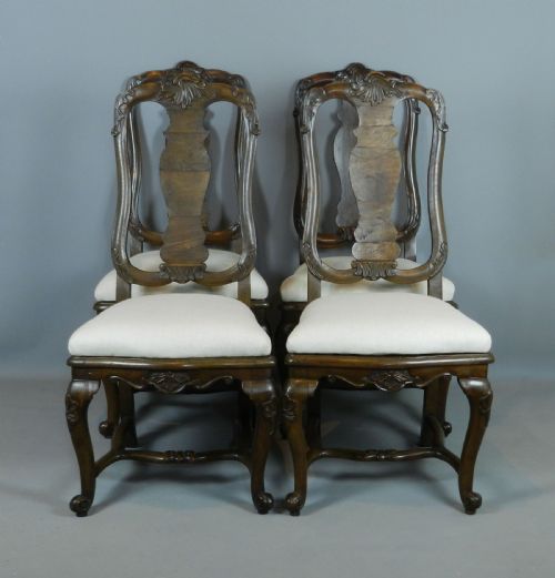 CONTINENTAL SET OF FOUR QUEEN ANNE STYLE WALNUT CHAIRS - ADDITIONAL PHOTO 1