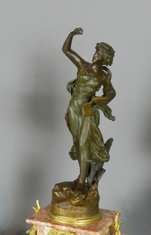 FRENCH ART NOUVEAU CLOCK SET 'POSIE' CH RUCHOT BY JAPY FRERES - ADDITIONAL PHOTO 6