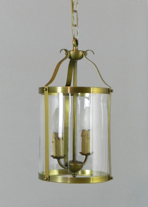 FRENCH BRASS ANTIQUE TWIN LIGHT HALL LANTERN - ADDITIONAL PHOTO 3