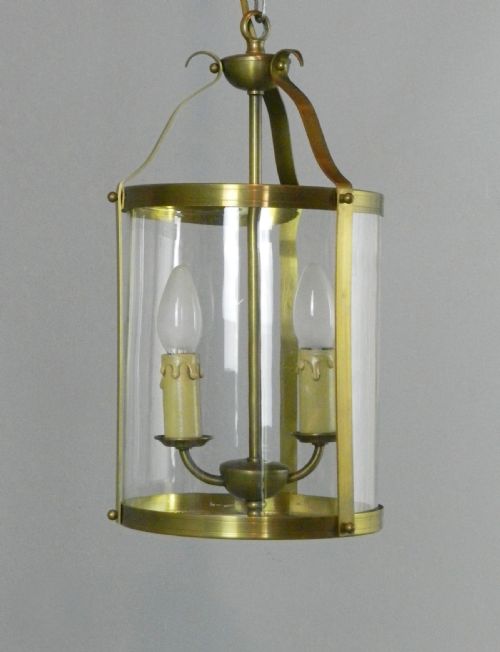 FRENCH BRASS ANTIQUE TWIN LIGHT HALL LANTERN - ADDITIONAL PHOTO 5