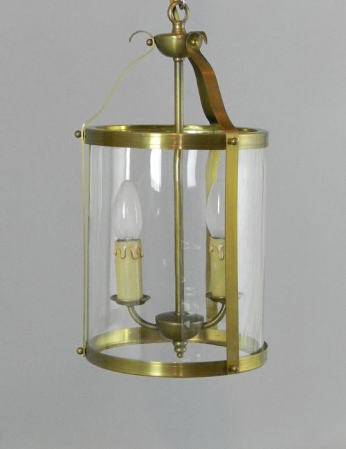 FRENCH BRASS ANTIQUE TWIN LIGHT HALL LANTERN - ADDITIONAL PHOTO 6
