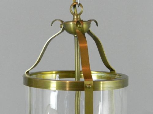 FRENCH BRASS ANTIQUE TWIN LIGHT HALL LANTERN - ADDITIONAL PHOTO 7
