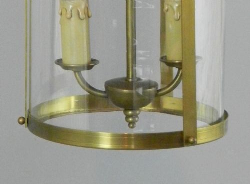FRENCH BRASS ANTIQUE TWIN LIGHT HALL LANTERN - ADDITIONAL PHOTO 8